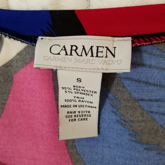 CARMEN blue black and red fringed abstract print tunic dress Small - Picture 9 of 9